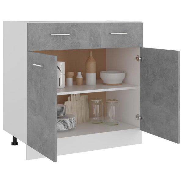 Betongrauer Schubunterschrank 80cm
