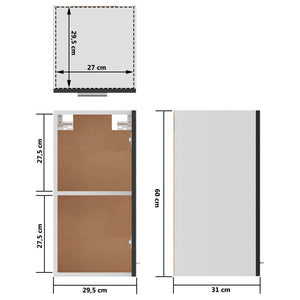 Hochglanz Schwarz Hängeschrank 60cm