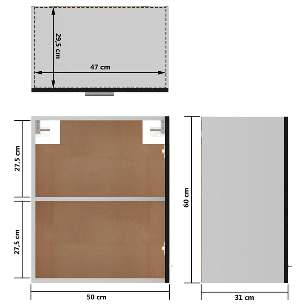 Hängeschrank Lyon Schwarz 50x31x60 cm