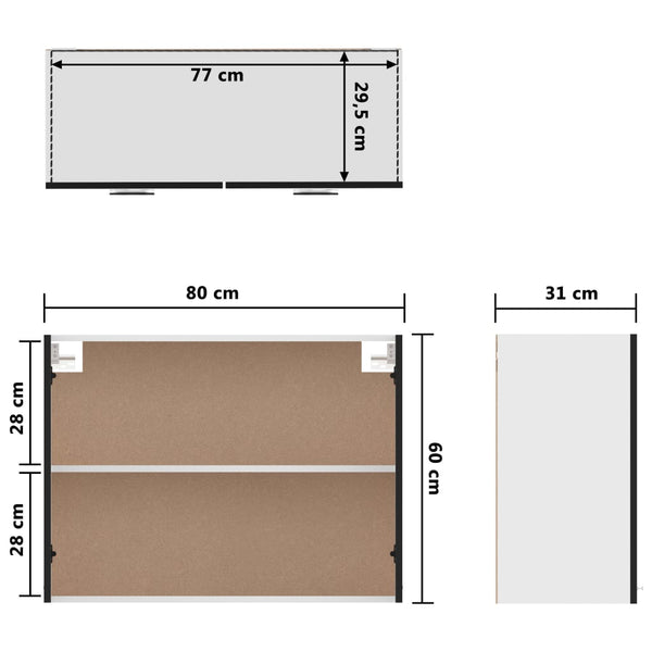 Hängeschrank Lyon Schwarz 80 cm