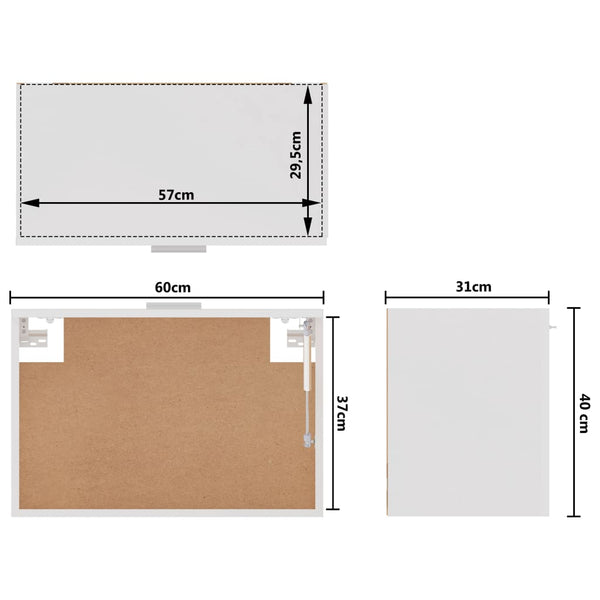 Hochglanz-Hängeschrank, Weiß, 60 cm