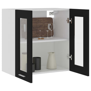 Hängeglasschrank Lyon Schwarz 60 cm