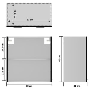 Hängeglasschrank Lyon Schwarz 60 cm