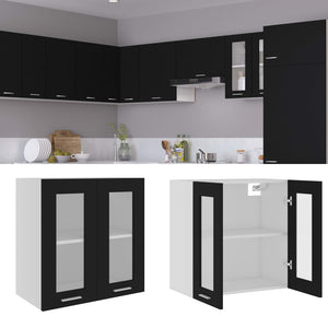 Hängeglasschrank Lyon Schwarz 60 cm