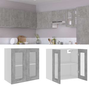 vidaXL Meuble haut vitré Lyon gris béton 60x31x60 cm Bois d'ingénierie