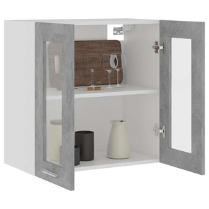 vidaXL Meuble haut vitré Lyon gris béton 60x31x60 cm Bois d'ingénierie