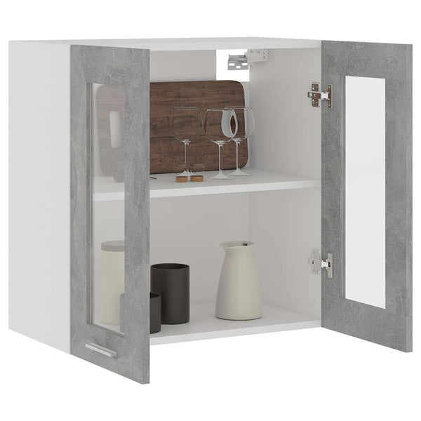 vidaXL Meuble haut vitré Lyon gris béton 60x31x60 cm Bois d'ingénierie