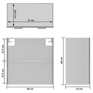 vidaXL Meuble haut vitré Lyon gris béton 60x31x60 cm Bois d'ingénierie
