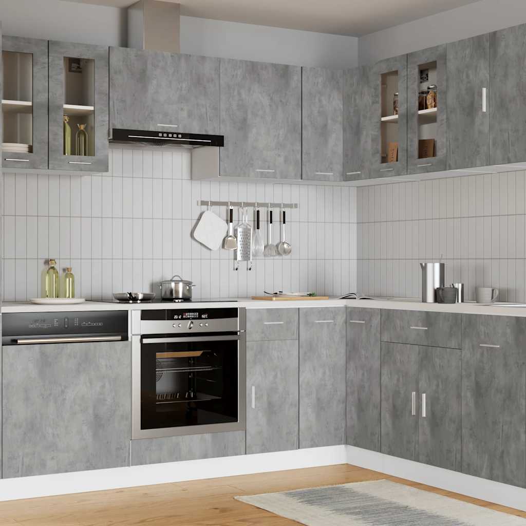 vidaXL Meuble haut vitré Lyon gris béton 60x31x60 cm Bois d'ingénierie