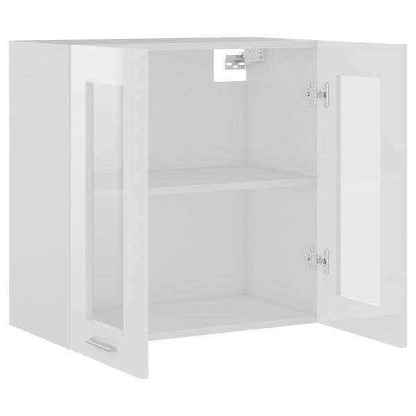 Hängeglasschrank Lyon, Hochglanz Weiß, 60 cm