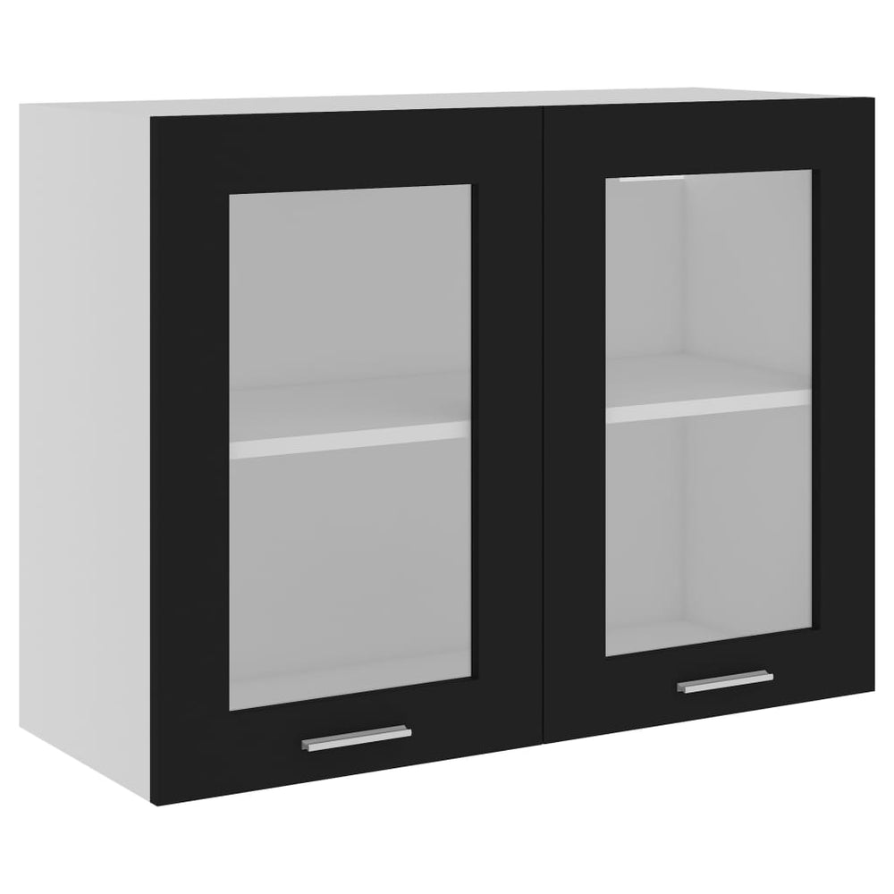 Hängeglasschrank Lyon Schwarz 80 cm
