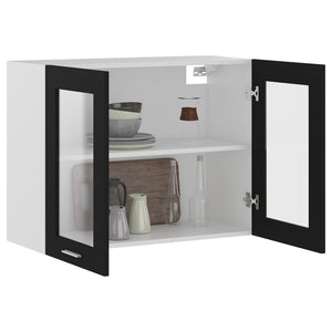 Hängeglasschrank Lyon Schwarz 80 cm