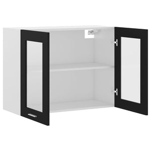 Hängeglasschrank Lyon Schwarz 80 cm