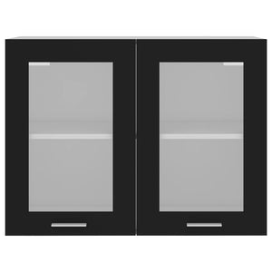 Hängeglasschrank Lyon Schwarz 80 cm