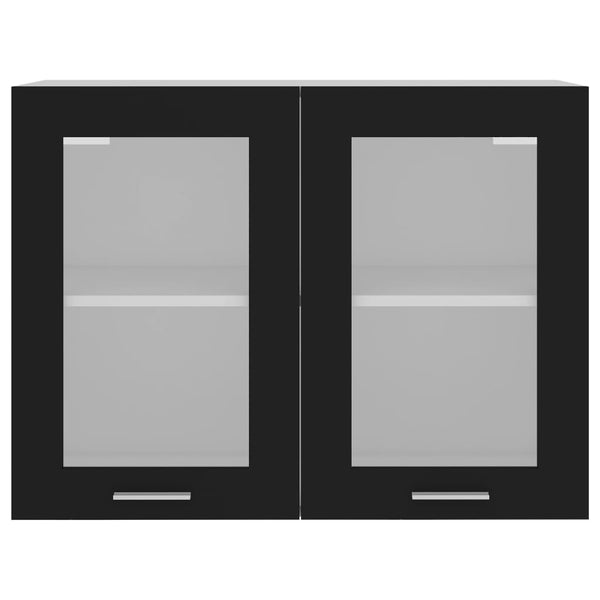 Hängeglasschrank Lyon Schwarz 80 cm