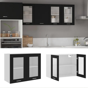 Hängeglasschrank Lyon Schwarz 80 cm