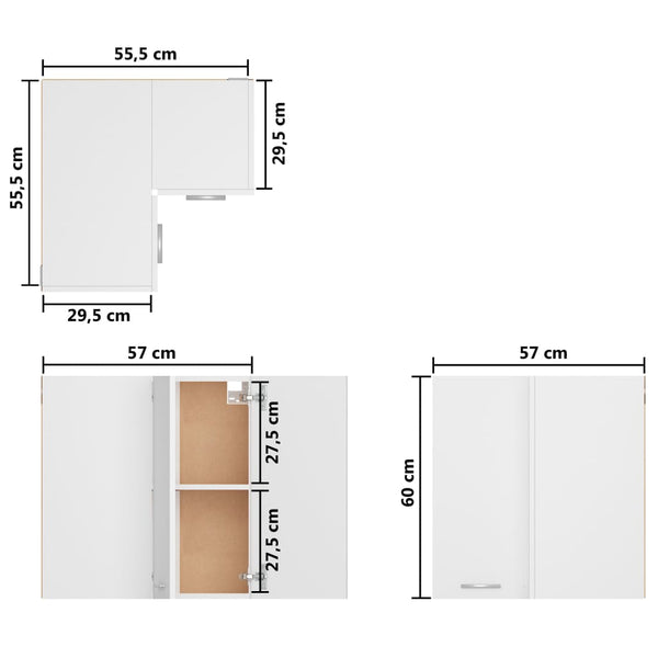 Eck-Hängeschrank Lyon Weiß 57x57x60 cm