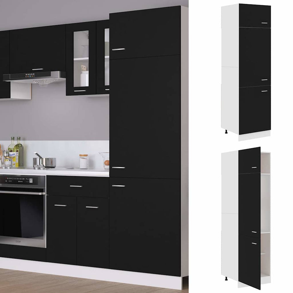 Kühlumbauschrank Lyon Schwarz 60 cm