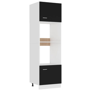 vidaXL Meuble Haut de Cuisine pour Micro-Ondes Lyon Noir 60x57x207 cm Bois d'ingénierie