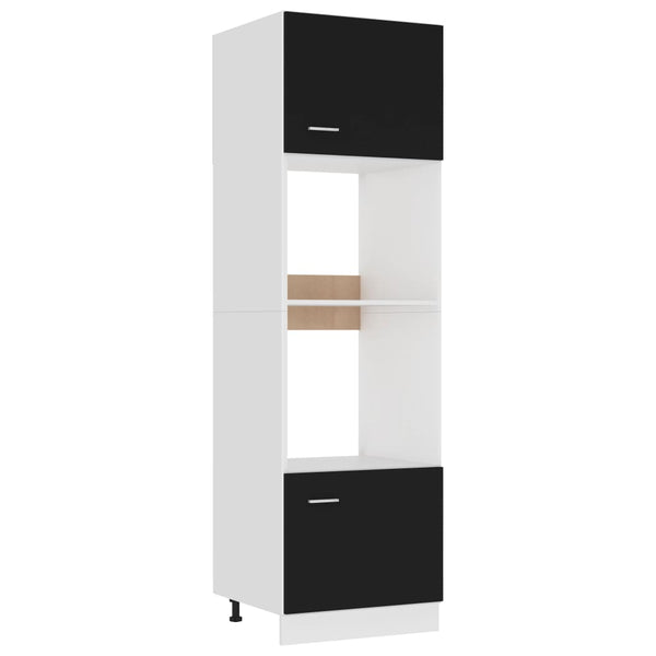 vidaXL Meuble Haut de Cuisine pour Micro-Ondes Lyon Noir 60x57x207 cm Bois d'ingénierie