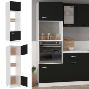 vidaXL Meuble Haut de Cuisine pour Micro-Ondes Lyon Noir 60x57x207 cm Bois d'ingénierie