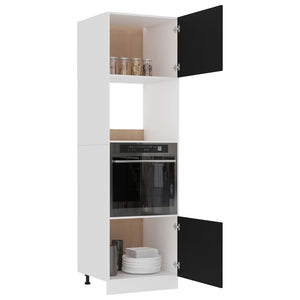vidaXL Meuble Haut de Cuisine pour Micro-Ondes Lyon Noir 60x57x207 cm Bois d'ingénierie