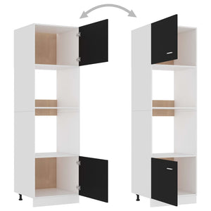vidaXL Meuble Haut de Cuisine pour Micro-Ondes Lyon Noir 60x57x207 cm Bois d'ingénierie