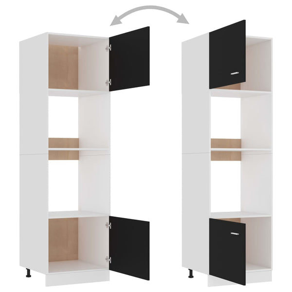 vidaXL Meuble Haut de Cuisine pour Micro-Ondes Lyon Noir 60x57x207 cm Bois d'ingénierie