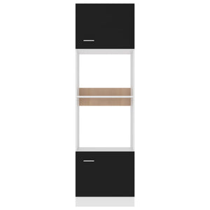 vidaXL Meuble Haut de Cuisine pour Micro-Ondes Lyon Noir 60x57x207 cm Bois d'ingénierie