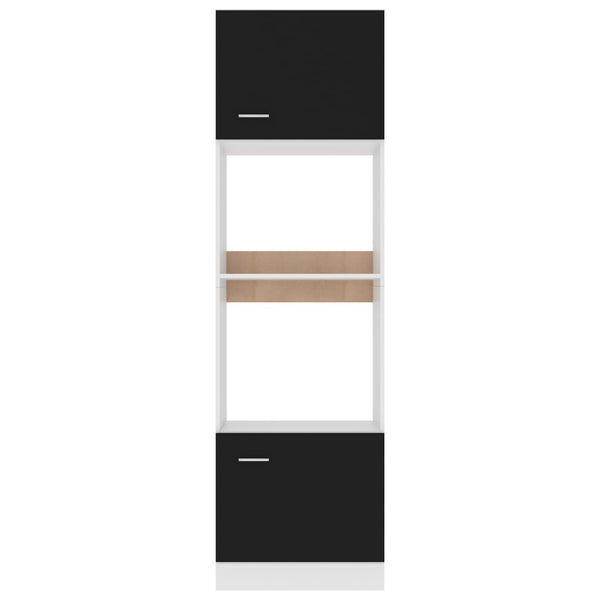 vidaXL Meuble Haut de Cuisine pour Micro-Ondes Lyon Noir 60x57x207 cm Bois d'ingénierie