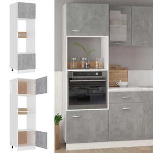 vidaXL Meuble de cuisine pour micro-ondes gris béton 60x57x207 cm en bois d'ingénierie