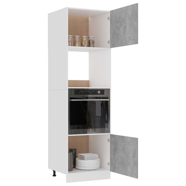 vidaXL Meuble de cuisine pour micro-ondes gris béton 60x57x207 cm en bois d'ingénierie