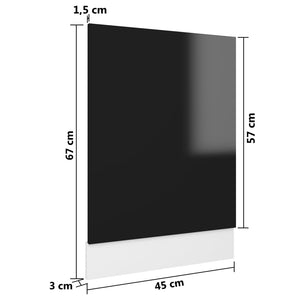 Geschirrspüler Blende Hochglanz Schwarz 45x67 cm