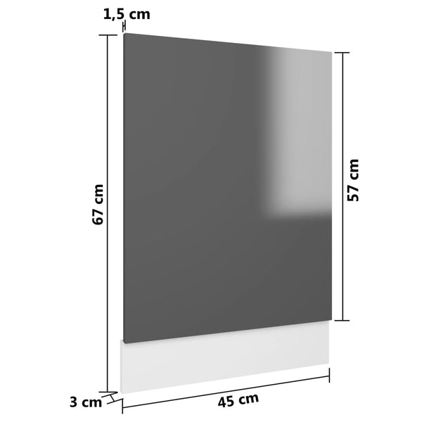 Geschirrspülerblende Hochglanz Grau 45x67 cm