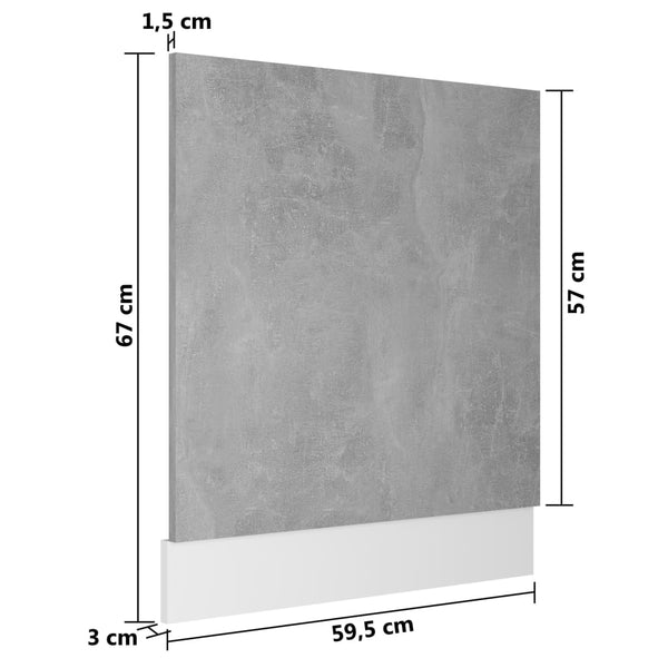 vidaXL Panneau décoratif de lave-vaisselle Lyon Gris béton 59,5x3x67 cm Bois d'ingénierie