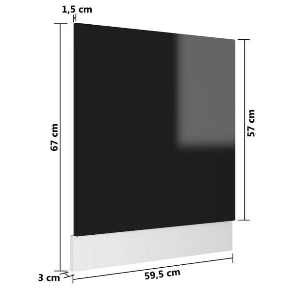 Hochglanz Schwarze Geschirrspülerblende 59,5x67 cm
