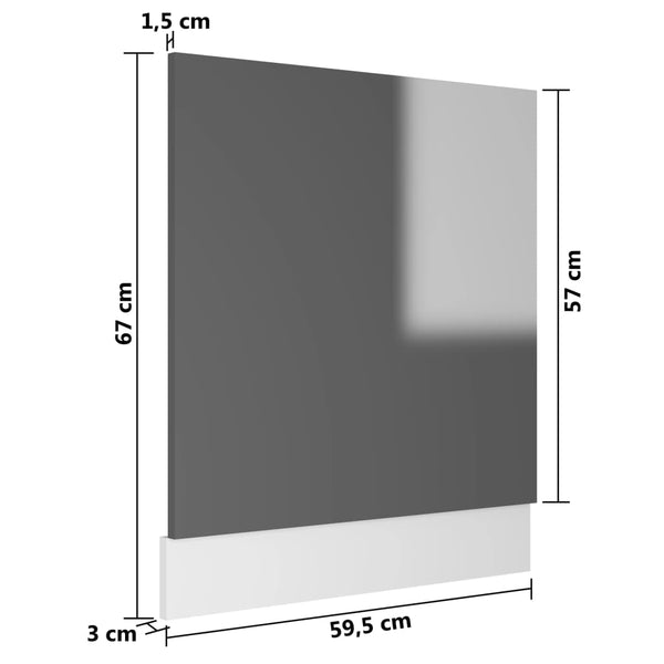 Hochglanz Grau Geschirrspülerblende 59,5x67 cm