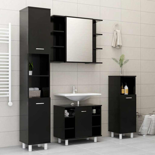 Schwarzer Badezimmerschrank 30x30x179cm