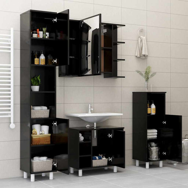 Schwarzer Badezimmerschrank 30x30x179cm