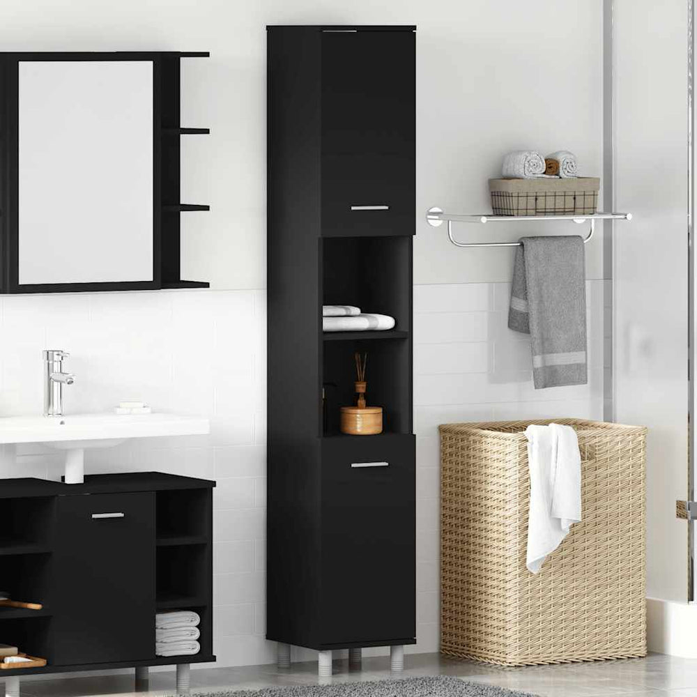 Schwarzer Badezimmerschrank 30x30x179cm
