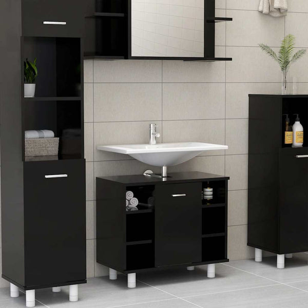 Schwarzer Badezimmerschrank 60 cm