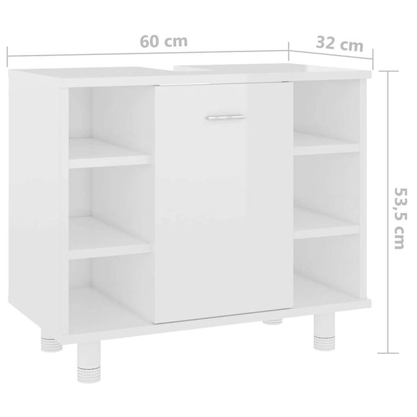 Hochglanz Badezimmerschrank Weiß 60cm