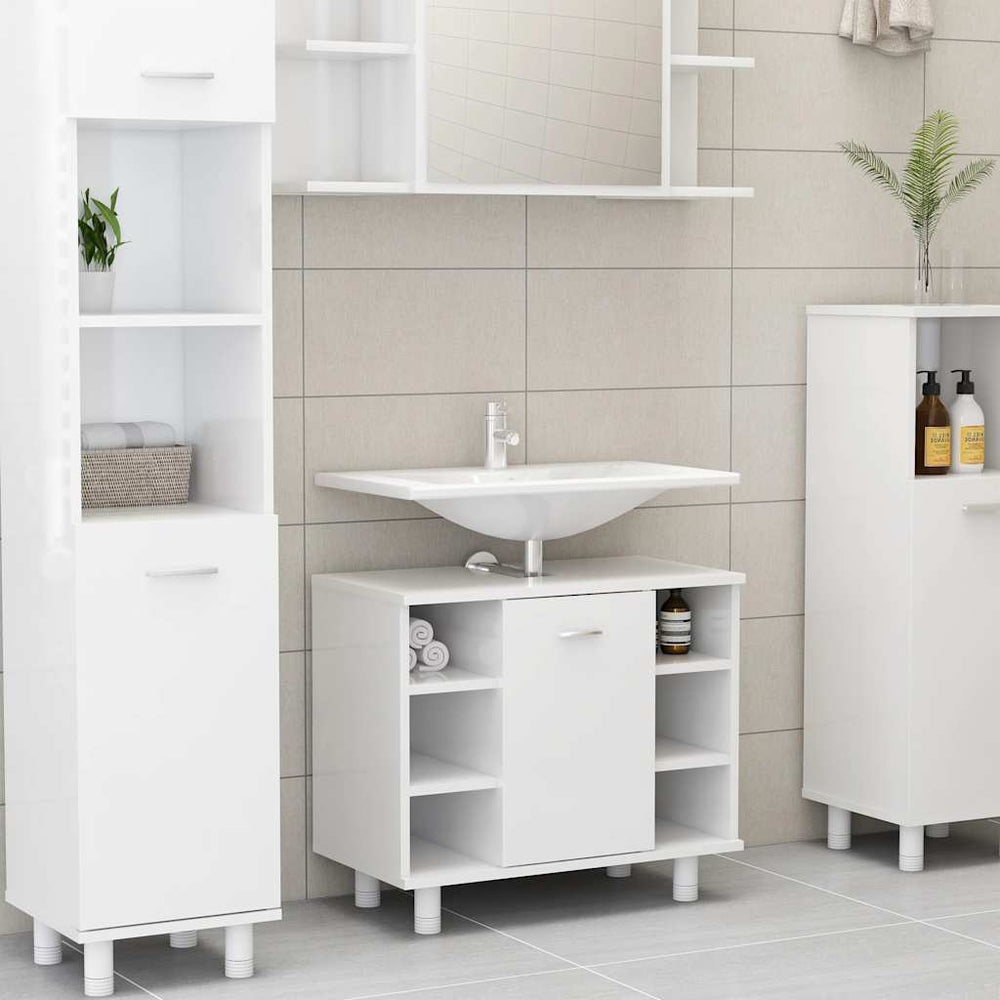 Hochglanz Badezimmerschrank Weiß 60cm
