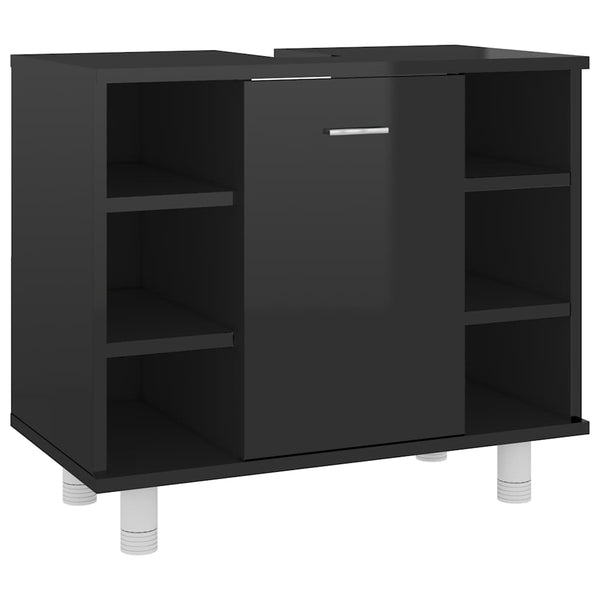 Hochglanz Badezimmerschrank Schwarz 60 cm