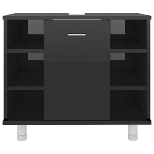 Hochglanz Badezimmerschrank Schwarz 60 cm