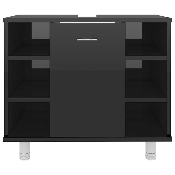 Hochglanz Badezimmerschrank Schwarz 60 cm