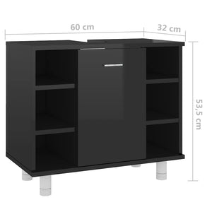 Hochglanz Badezimmerschrank Schwarz 60 cm