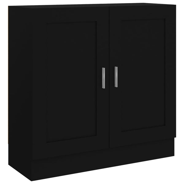 Schwarzes Bücherregal mit Türen, 82,5 cm
