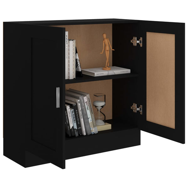 Schwarzes Bücherregal mit Türen, 82,5 cm