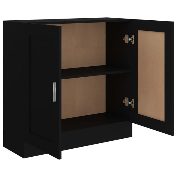 Schwarzes Bücherregal mit Türen, 82,5 cm